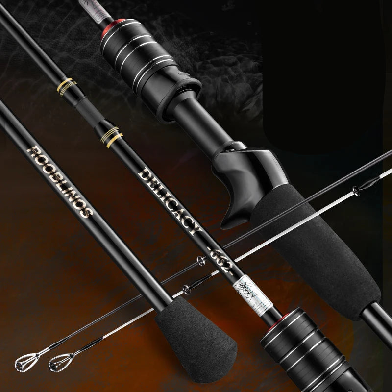 Caña ultraligera Rooblinos DELICACY 1.8m-1.98m, spinning/casting, 0.6-8g, carbono + 2 puntas