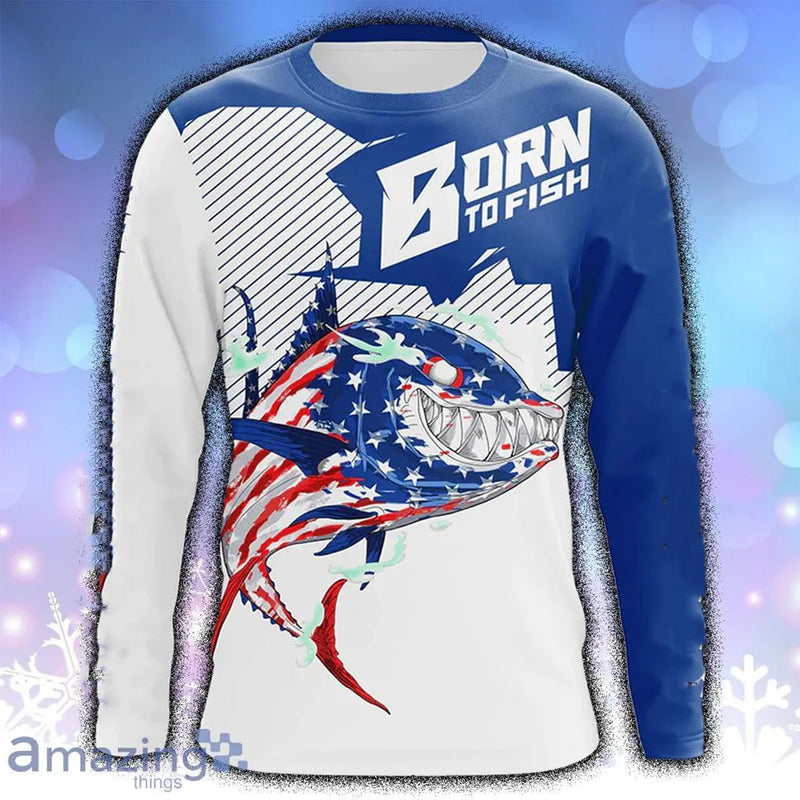 Camiseta 3D Manga Longa Pesca Streetwear Outono Unissex