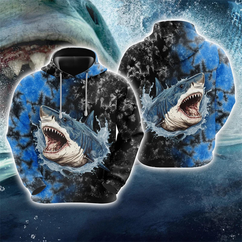 Sudadera Harajuku Estampado Tiburón Unisex Hoodie 3D Casua