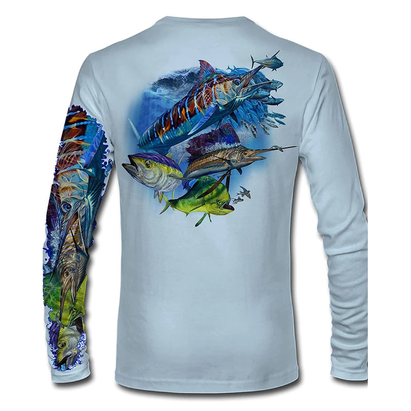 Camiseta Hombre Manga Larga Estampada Secado Rápido Deportiva