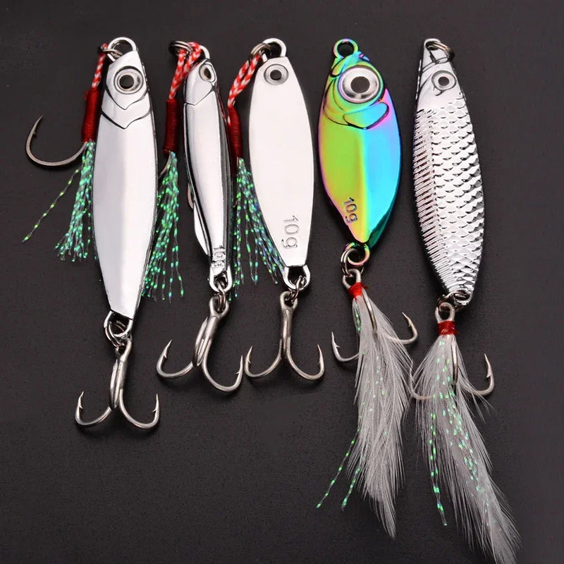 Set de 5 señuelos metálicos VIB AOrace para pesca en mar y río, 3g a 15g