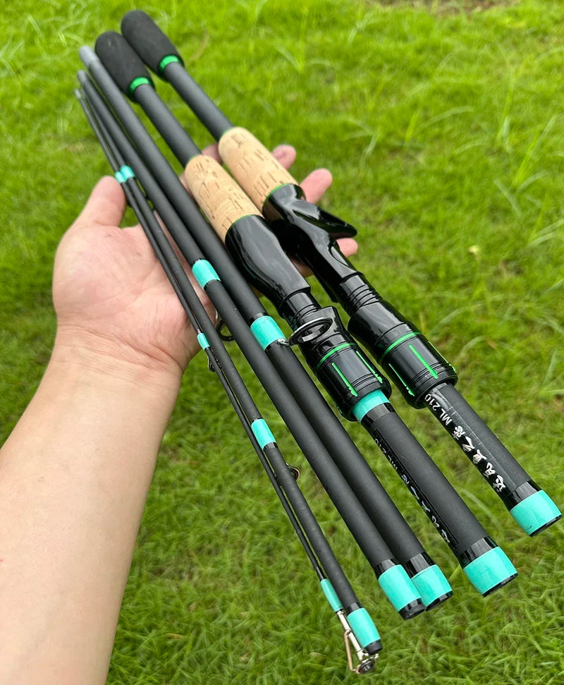 Caña de spinning ultraligera, 1.8/2.1m, punta sólida ML, jigging, 4-5 secciones