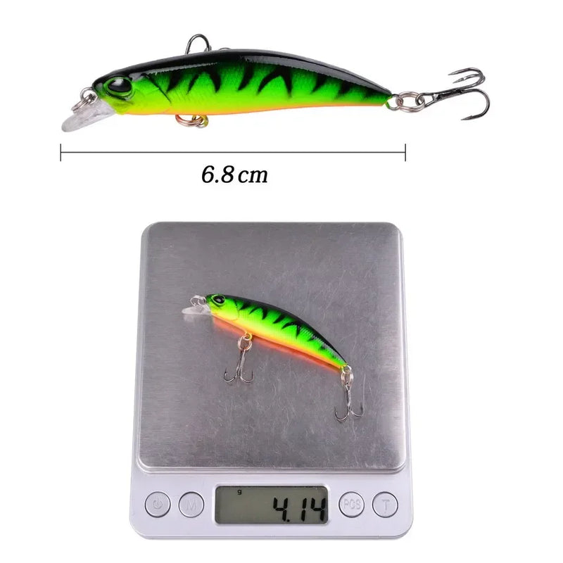 Kit de señuelos duros tipo minnow Misto, crankbait con ojos 3D para carpa y pesca ligera