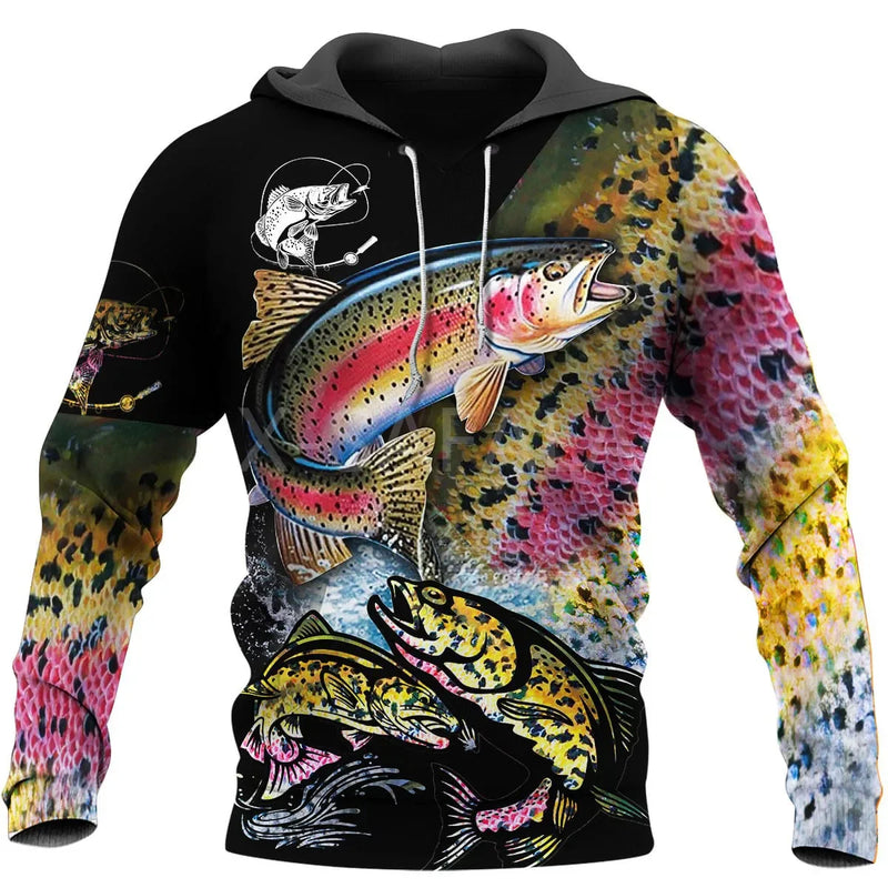 Moletom de Pesca Harajuku Unissex Casual Hoodie Outono/Inverno