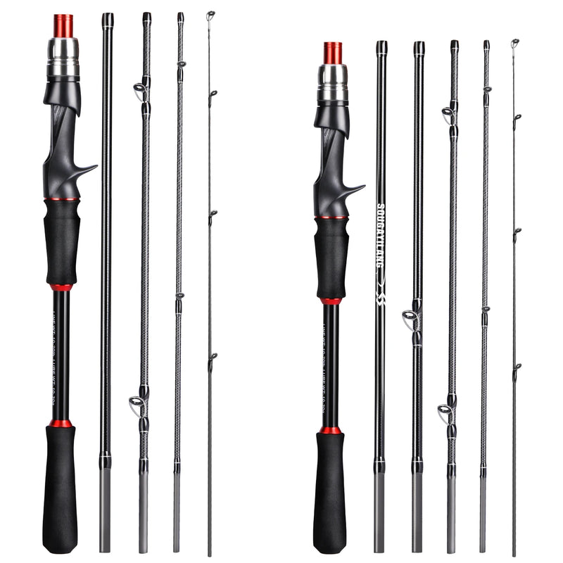 Caña de pescar Sougayilang 1.8m y 2.1m de fibra de carbono portátil y resistente