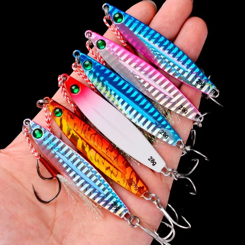 Set de 5 señuelos metálicos tipo jig para pesca en agua salada, 7g a 40g