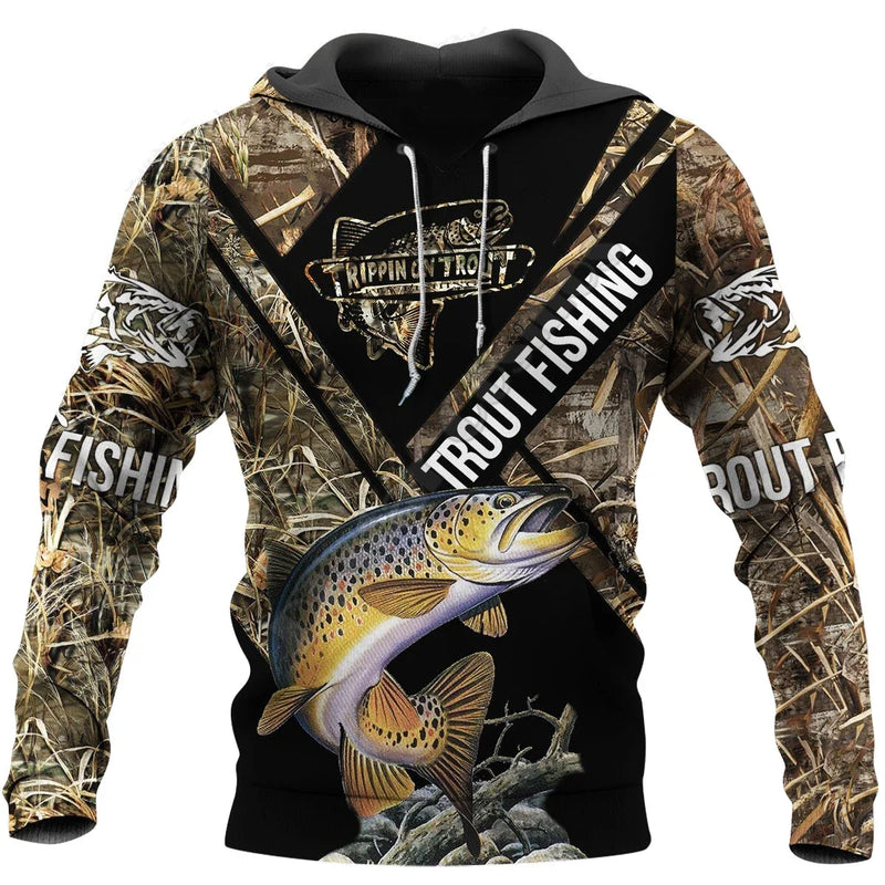 Sudadera Hoodie Pesca Unisex 3D Harajuku Manga Larga Casual