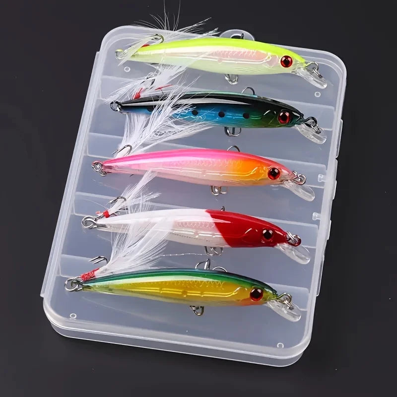 Señuelo artificial biónico con gancho de plumas, 9cm, kit de pesca en mar y río