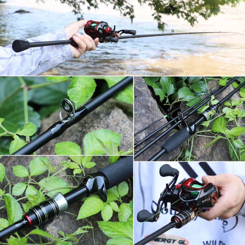 Caña Sougayilang spinning/casting 1.8-2.1m, fibra de carbono, 3/4 secciones, ultraligera