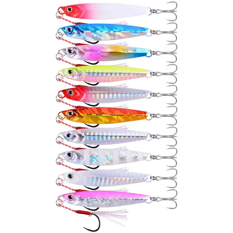 Set de 3, 5 o 8 señuelos metálicos tipo jig de 7g a 60g para pesca en mar