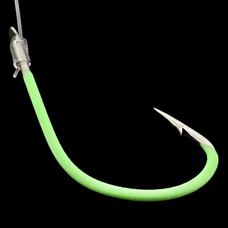 Anzuelos Marsella luminosos atados, acero inoxidable, 12# a 28#, pesca nocturna