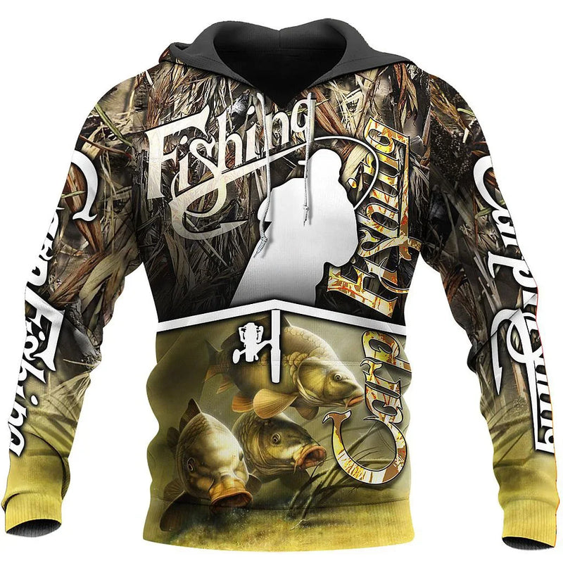 Moletom de Pesca Harajuku Unissex Casual Hoodie Outono/Inverno