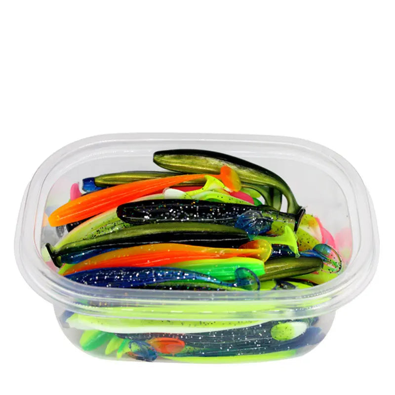 Set de 50 señuelos blandos SHIQIAN para lucio y lubina, vibración de silicona 55mm/75mm