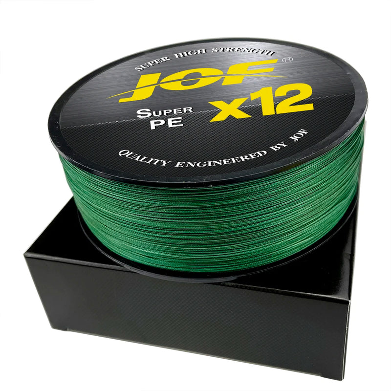 JOF Línea Trenzada 12 Hilos PE 100m-500m Súper Resistente 25-92LB