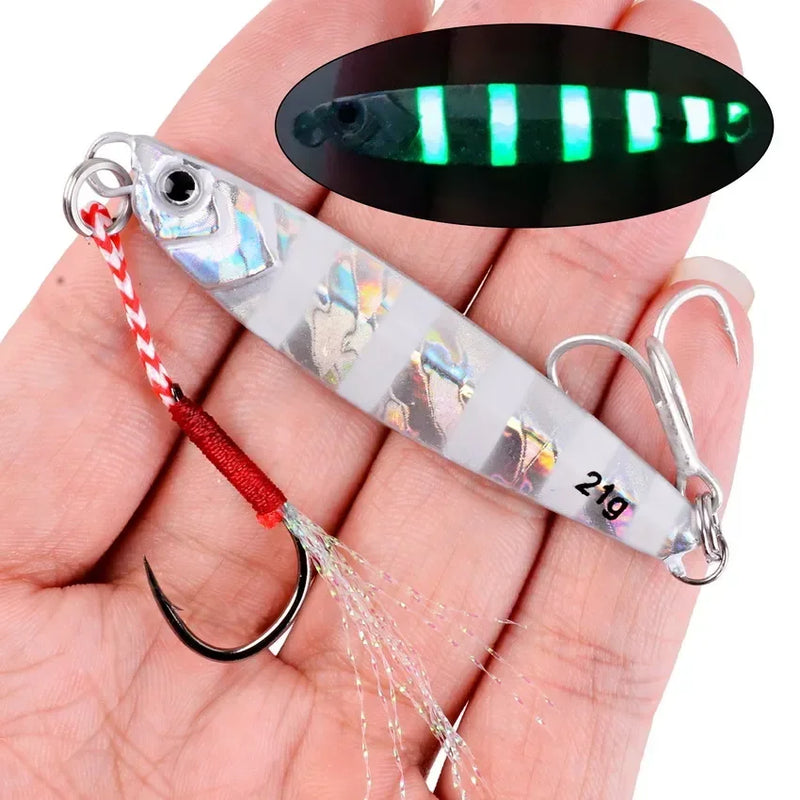 Set de 5 señuelos metálicos tipo jig para pesca en agua salada, 7g a 40g