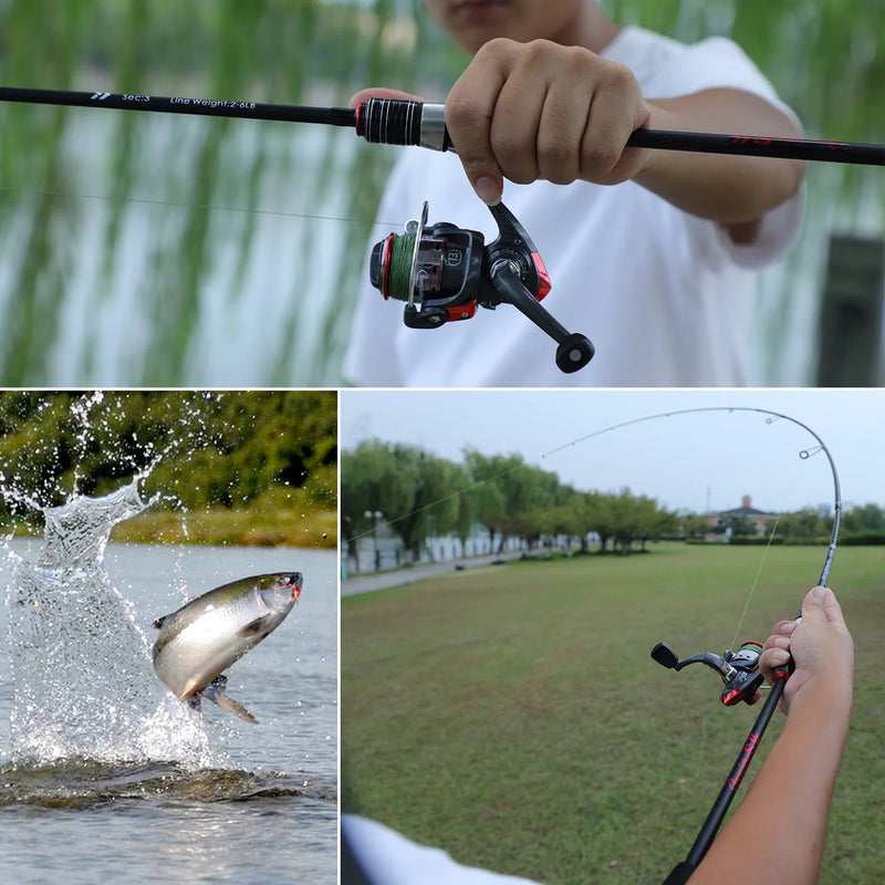Caña Sougayilang spinning/casting 1.8-2.1m, fibra de carbono, 3/4 secciones, ultraligera