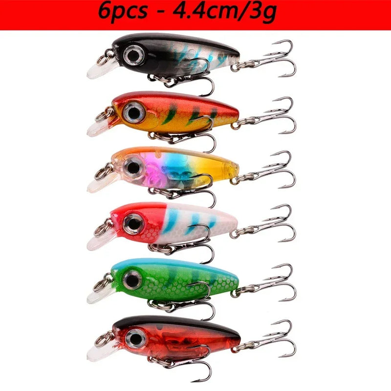 Kit de señuelos duros tipo minnow Misto, crankbait con ojos 3D para carpa y pesca ligera