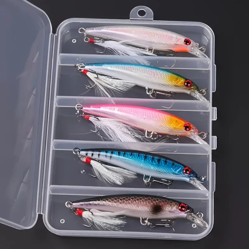 Señuelo artificial biónico con gancho de plumas, 9cm, kit de pesca en mar y río