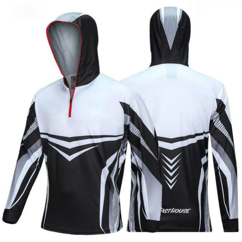 Camisa de Pesca com Capuz UV Secado Rápido Esportiva Verão