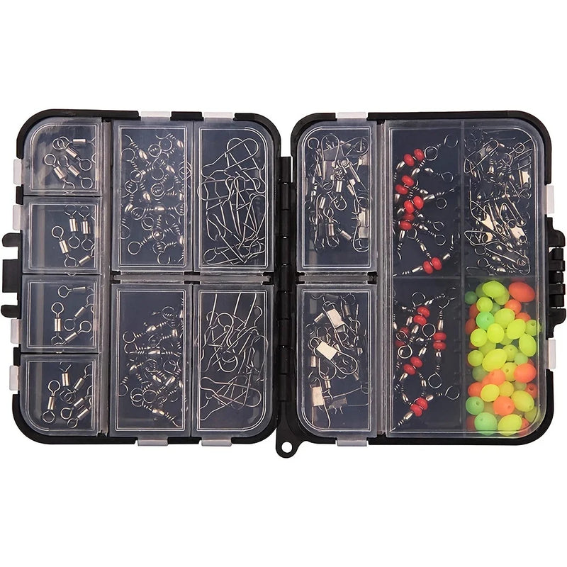 Kit de conectores giratorios para pesca 140 piezas con caja organizadora