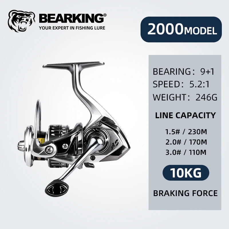 Carrete Bearking BKT giratorio 1000-6000 9+1BB con freno de hasta 20 kg