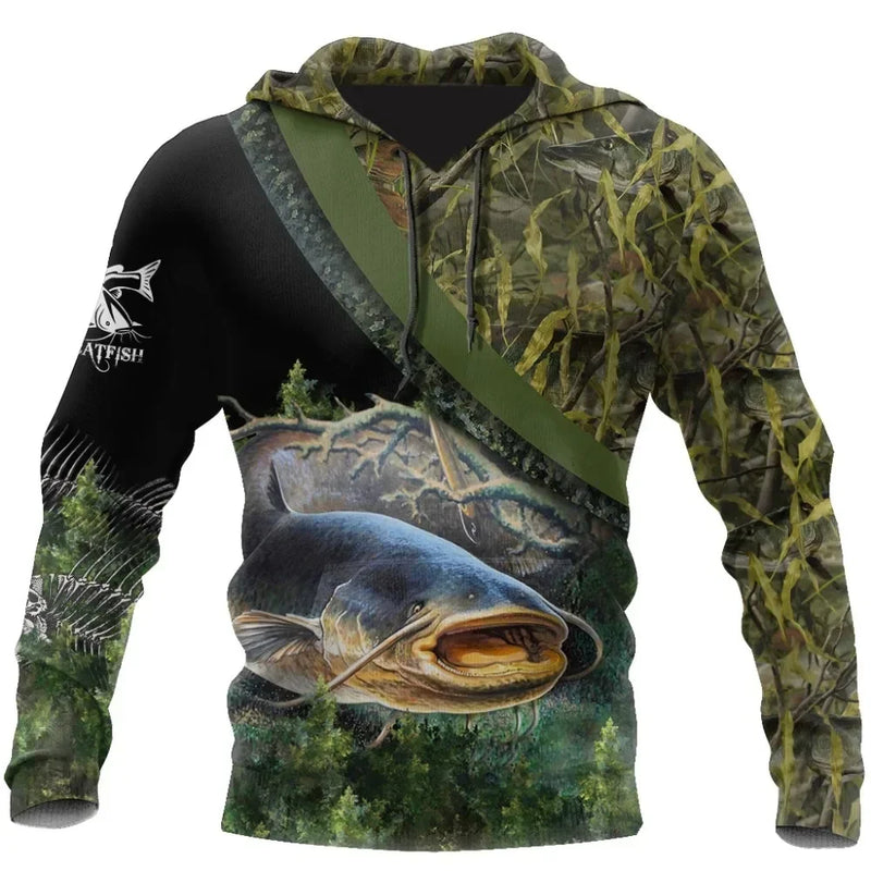 Sudadera Hoodie Pesca Unisex 3D Harajuku Manga Larga Casual