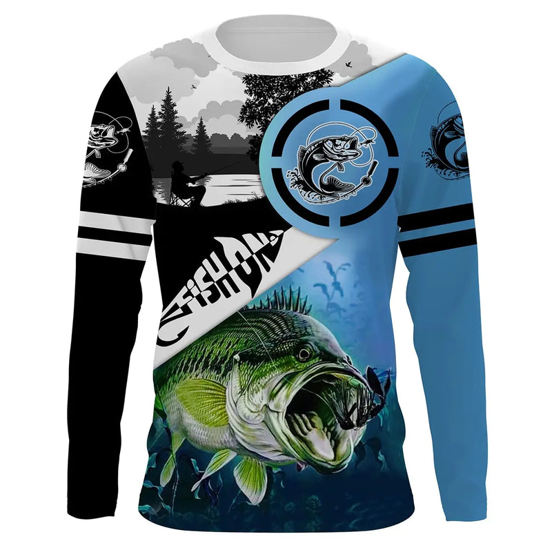Camiseta 3D Manga Longa Pesca Streetwear Outono Unissex