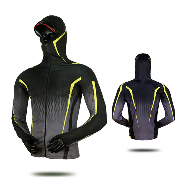 Camisa de Pesca com Capuz UV Secado Rápido Esportiva Verão