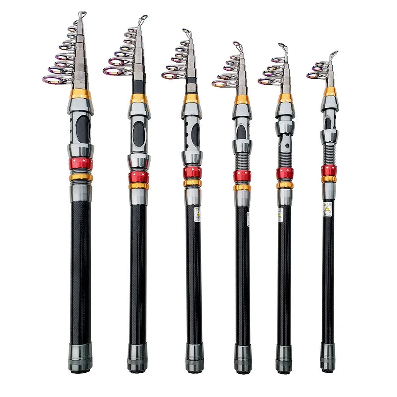 Kit telescópico 1.8-3.6m con carrete, caña de pesca de carbono y aleación, combo portátil