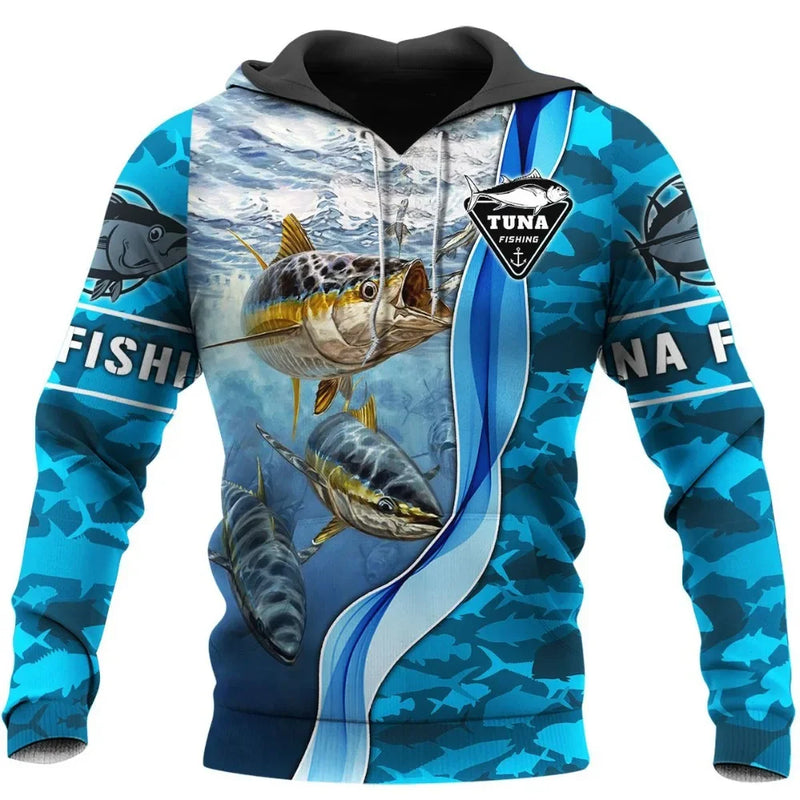 Sudadera Hoodie Pesca Unisex 3D Harajuku Manga Larga Casual