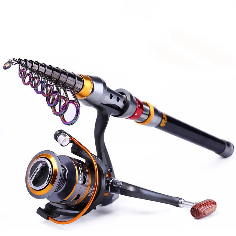 Combo de caña telescópica 1.8–3.6m y carrete 11BB para pesca portátil