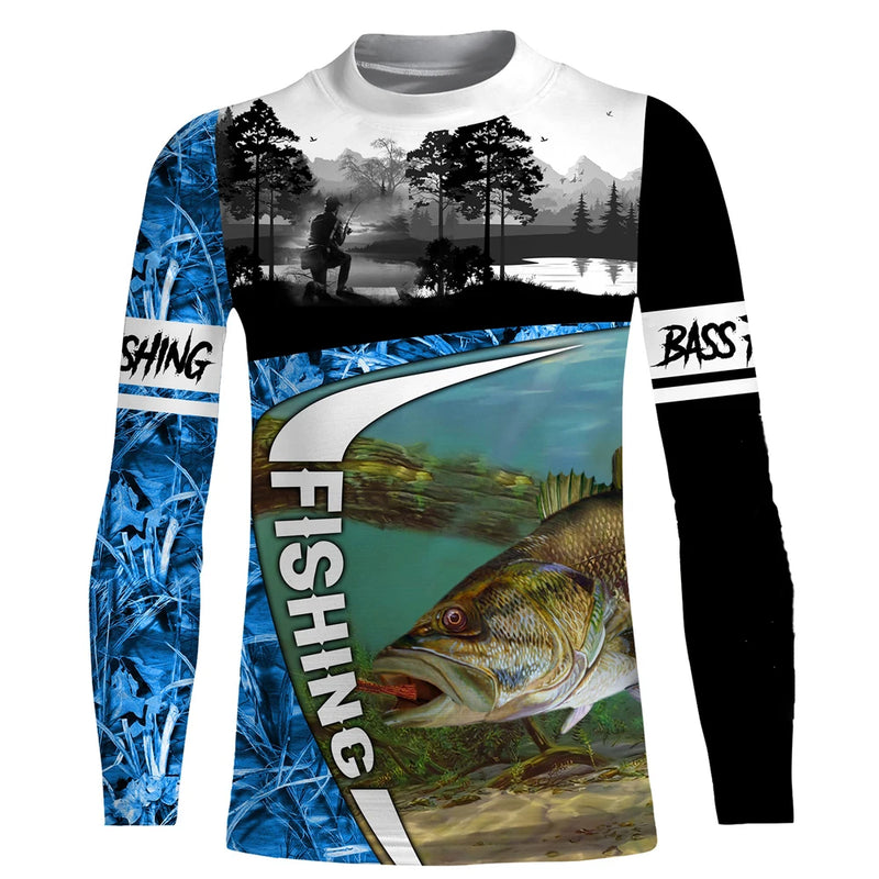Camiseta 3D Manga Longa Pesca Streetwear Outono Unissex