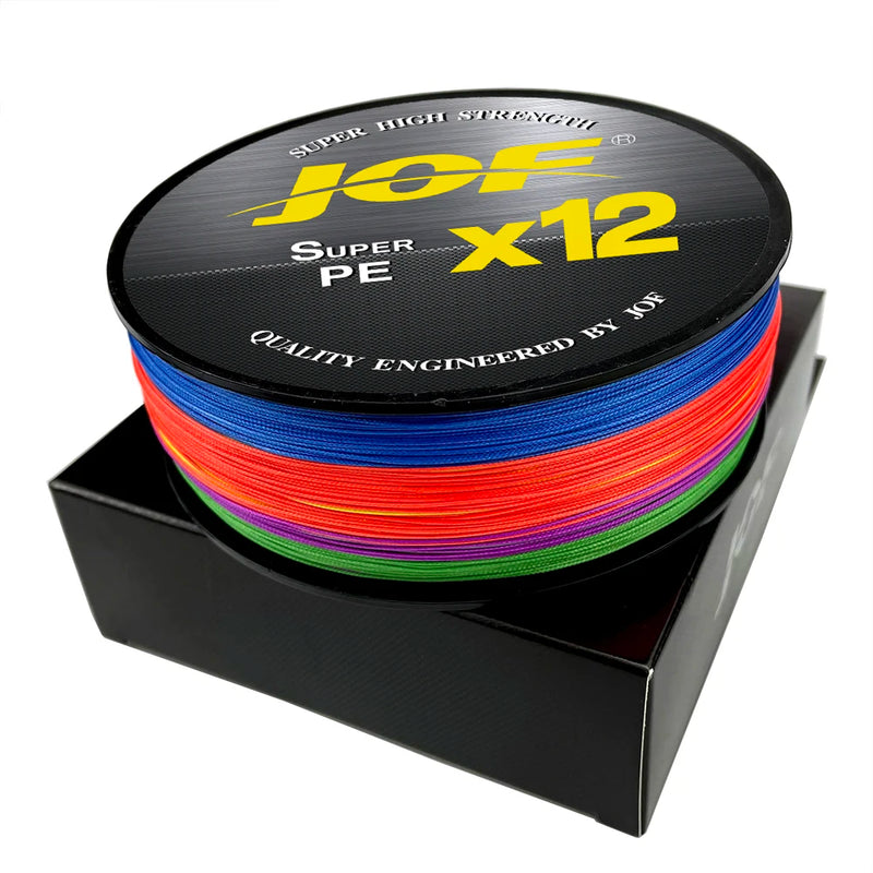 JOF Línea Trenzada 12 Hilos PE 100m-500m Súper Resistente 25-92LB