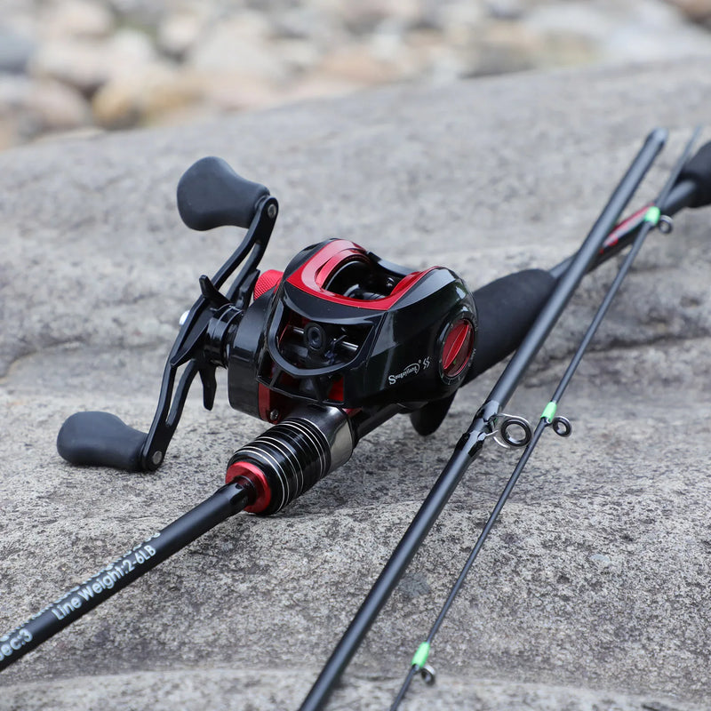 Caña Sougayilang spinning/casting 1.8-2.1m, fibra de carbono, 3/4 secciones, ultraligera