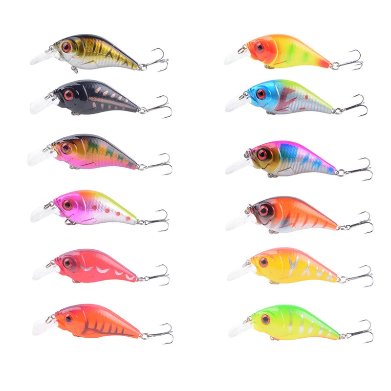 Señuelo duro VIB 7.5cm 10.2g con ojos 3D, hundimiento y ganchos triples de acero