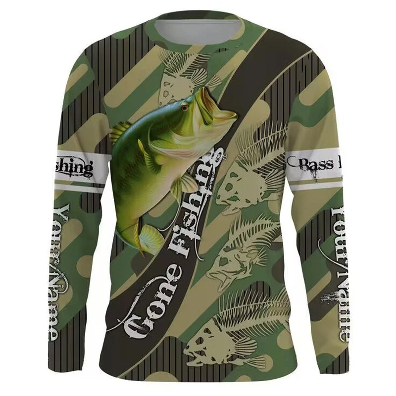 Camiseta Hombre Manga Larga Estampada Secado Rápido Deportiva