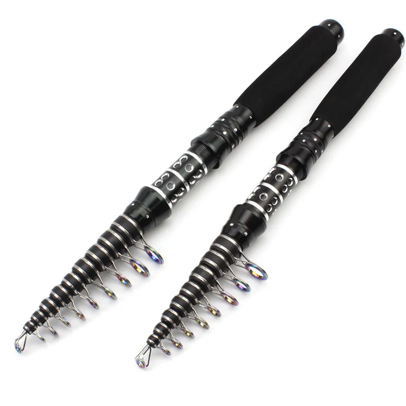 Caña de pescar telescópica 1.5-3.0m, ultraligera, portátil, fibra de carbono, ideal para viaje