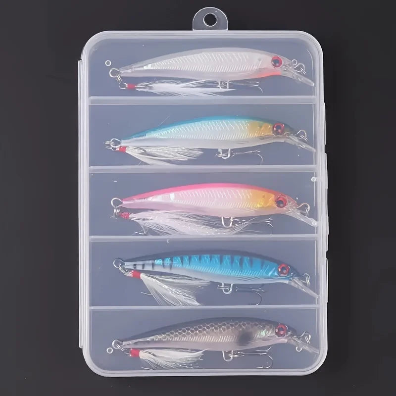 Señuelo artificial biónico con gancho de plumas, 9cm, kit de pesca en mar y río