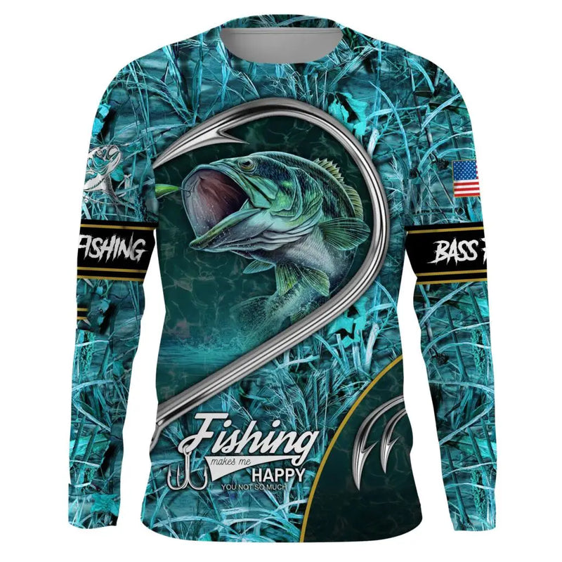 Camiseta 3D Manga Longa Pesca Streetwear Outono Unissex