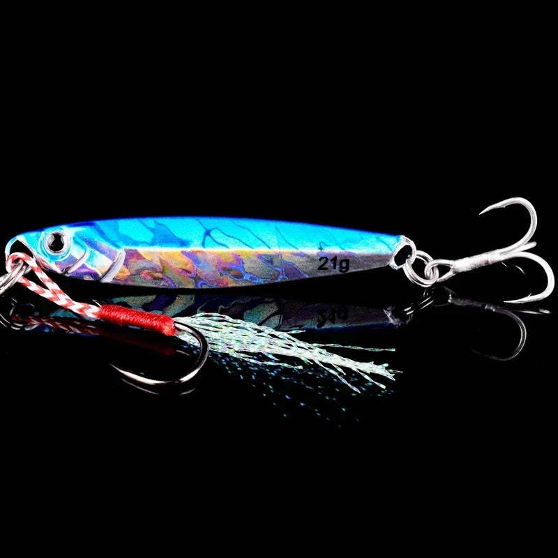 Set de 5 señuelos metálicos tipo jig para pesca en agua salada, 7g a 40g