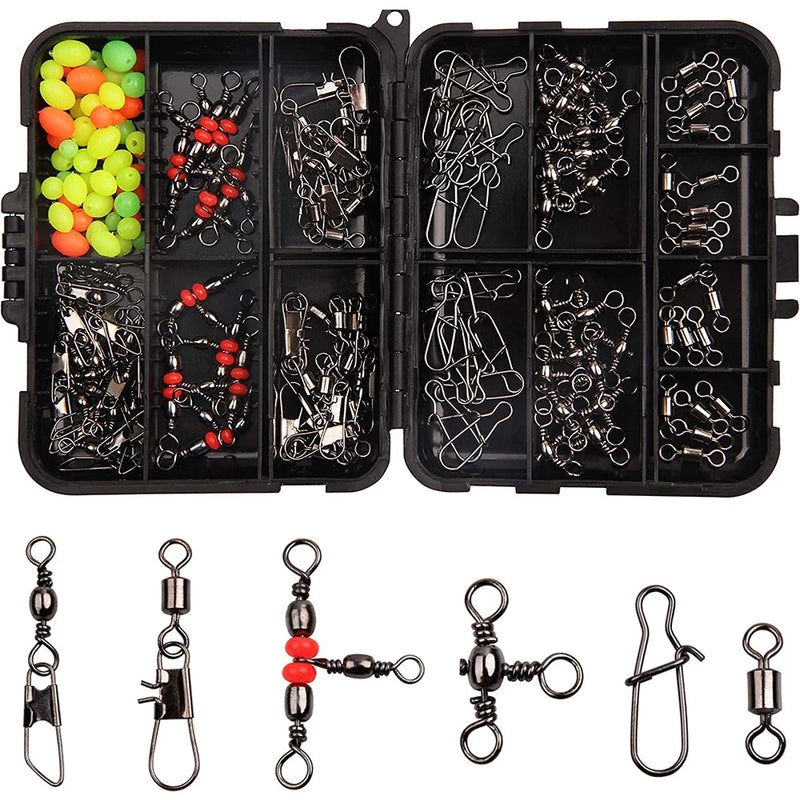 Kit de conectores giratorios para pesca 140 piezas con caja organizadora