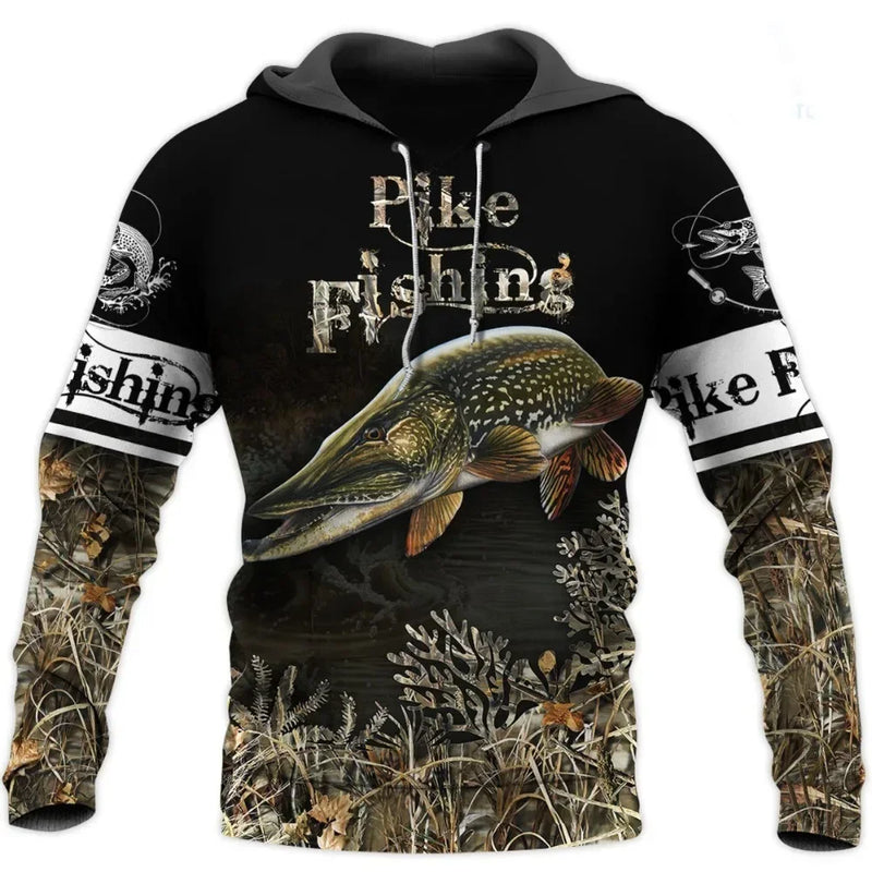 Sudadera Hoodie Pesca Unisex 3D Harajuku Manga Larga Casual