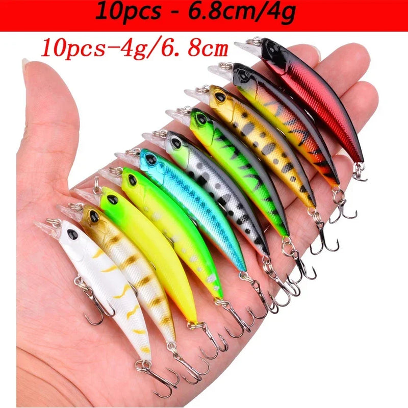 Kit de señuelos duros tipo minnow Misto, crankbait con ojos 3D para carpa y pesca ligera