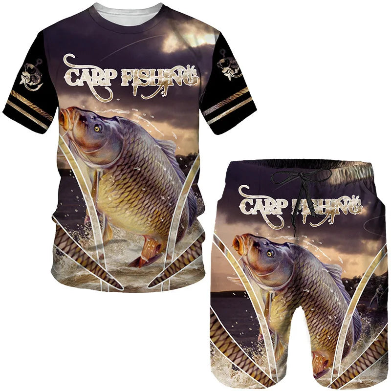 Conjunto de Pesca Verano 3D Camuflaje Camiseta + Short Hombre