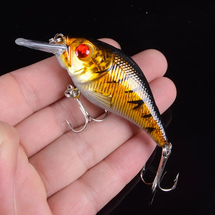 Señuelo duro VIB 7.5cm 10.2g con ojos 3D, hundimiento y ganchos triples de acero