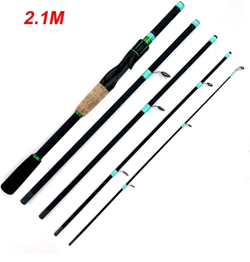 Caña de spinning ultraligera, 1.8/2.1m, punta sólida ML, jigging, 4-5 secciones