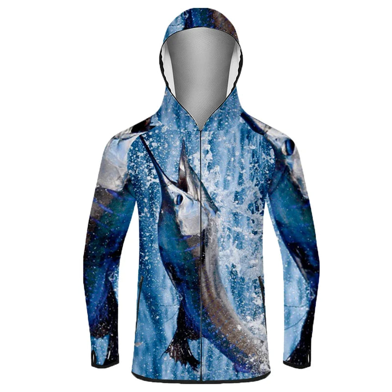 Camisa de Pesca com Capuz Anti-UV Respirável Secado Rápido