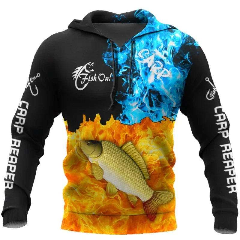Sudadera Hoodie Pesca Unisex 3D Harajuku Manga Larga Casual
