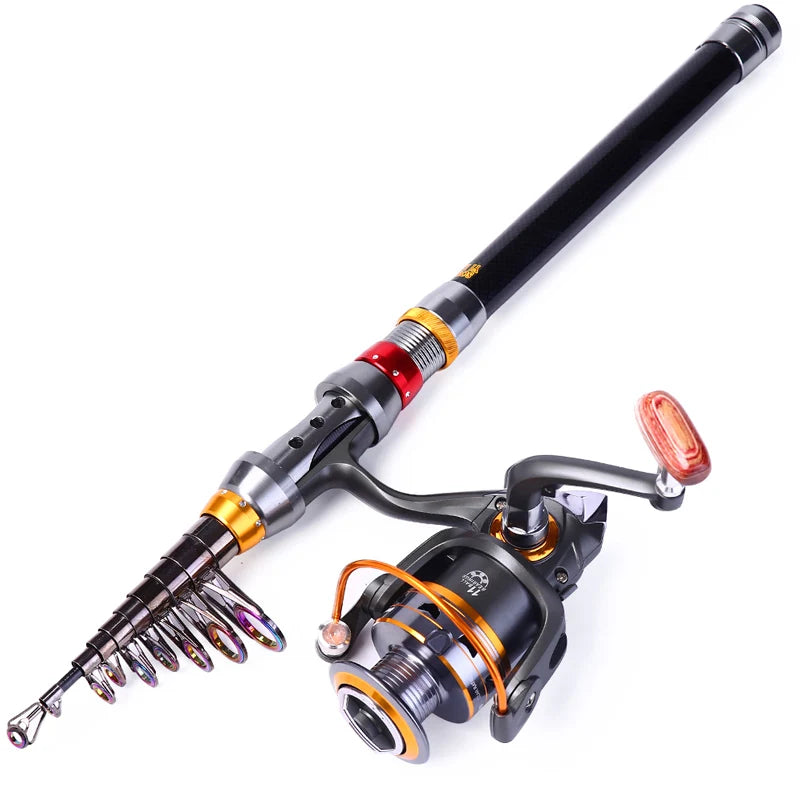 Combo de caña telescópica 1.8–3.6m y carrete 11BB para pesca portátil