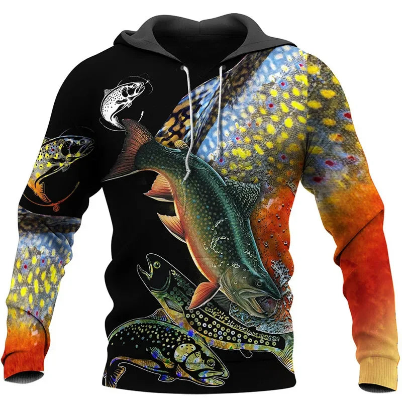 Sudadera Hoodie Pesca Unisex 3D Harajuku Manga Larga Casual
